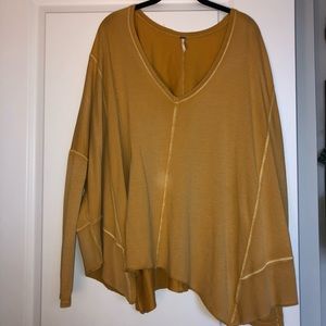 Free people long sleeve yellow thermal oversized shirt
